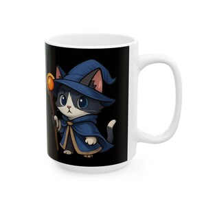 Tazza da caffè magica in ceramica con gatto mago, per gli amanti dei gatti, regalo per compleanni, Halloween, atmosfera accogliente, decorazione per la casa immagine 5