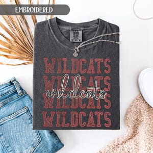 Custom Comfort Colors Embroidered Mascot Shirt Spirit Wear School Logo Tee High School Spirit T-Shirt Personalized Back to School Gift