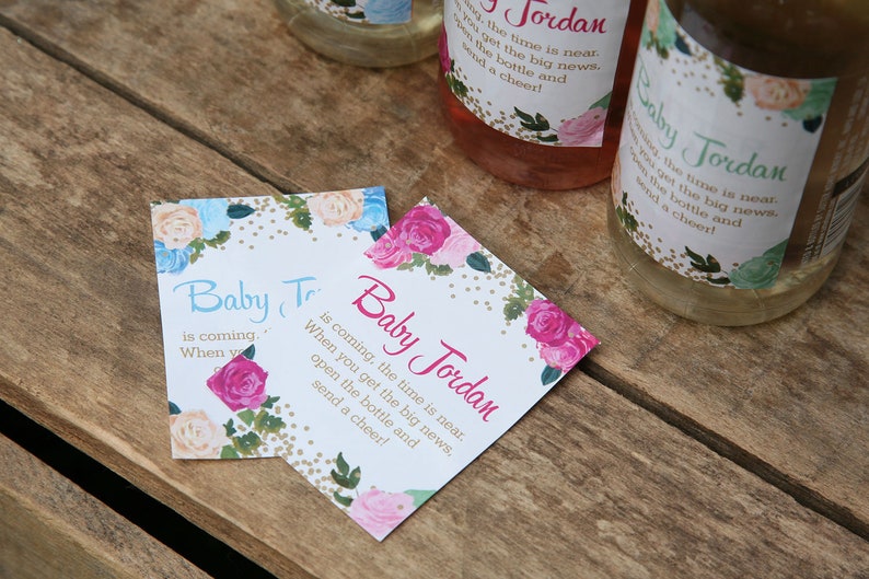 Baby is Coming Wine Bottle Labels Floral Baby Shower Etsy