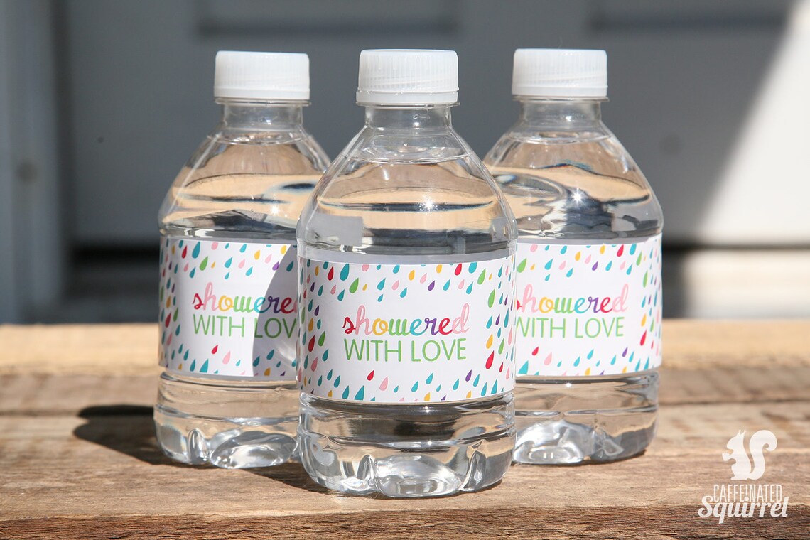 Showered With Love Water Bottle Labels Perfect for Baby Etsy