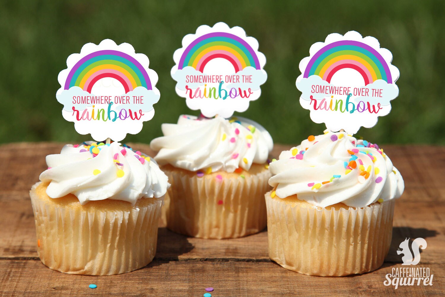 Rainbow Cupcake Picks Somewhere over the Rainbow Perfect Etsy