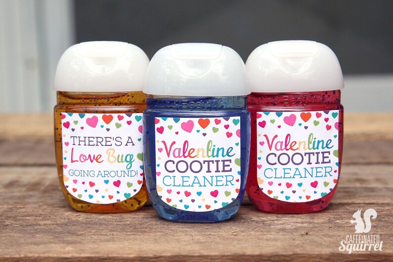 Kids Sanitizer Labels Valentine Favors Valentine Cootie Cleaner /& There is a Love Bug Going Around! Class Favor Heart Anti-Bacterial