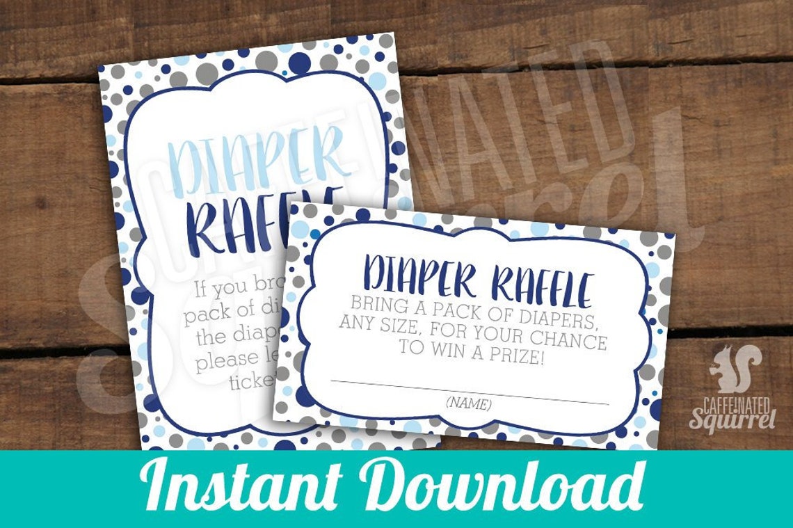 Polka Dot Diaper Raffle Cards with matching BONUS Sign | Etsy