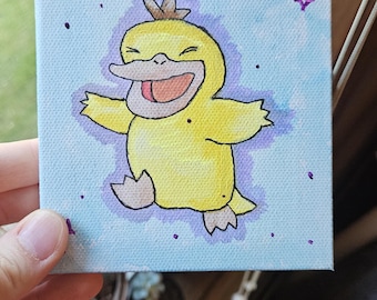 Mischtechnik-Gemälde einer Ente – 10 x 10 cm – Magnetleinwand