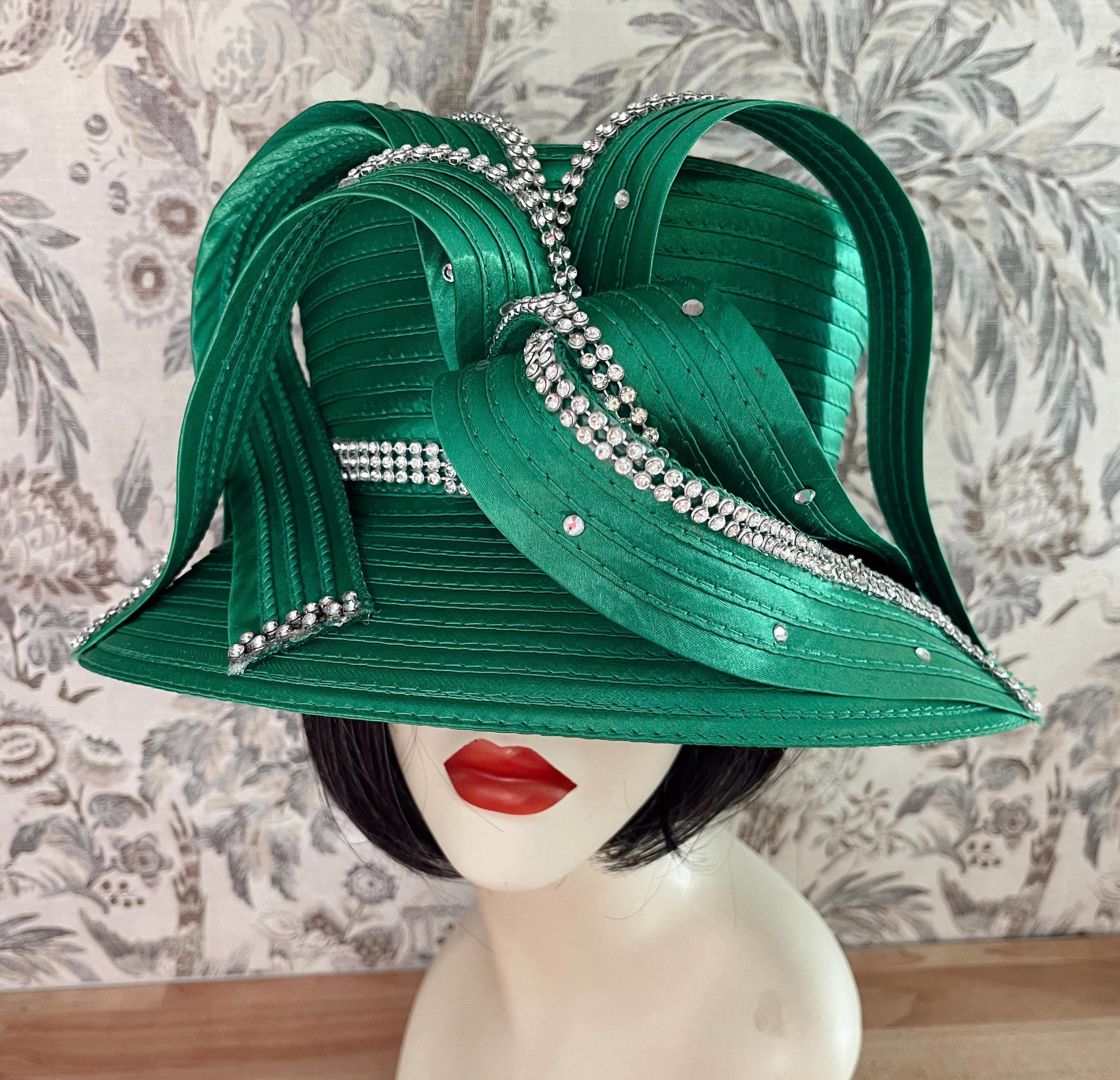❤NWT! Green Kentucky Derby Or Church Hat Green Derby Costume Hat for Adults | Costume Accessories main image 2