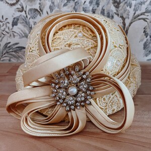 Vintage Church Hat Cream Formal Dress Hat Pearl Beaded Wedding Party‎ White Church Hat Indiana Women main image 2