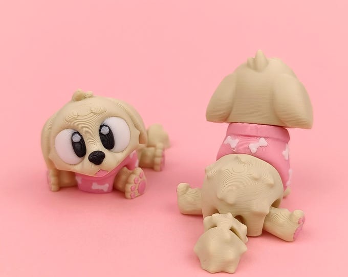 3D Printed Articulating Golden Retriever Fidget Toy | Flexible Dog Desk ...