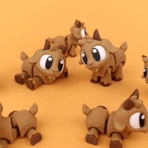 3Dプリントの関節式ヤギフィジェットトイ | フレキシブルファームアニマルデスクバディ | かわいいヤギ好きへのギフト | ストレス解消おもちゃ | ハンドメイドコレクターアイテム