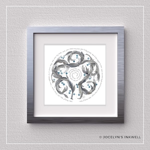 Watercolor Wreath Giclee Print: John Donne Poem, Signed Art (14x14 Square)