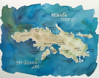 CUSTOM Destination plus Digital Map: original painting plus digital PDF to use for reunion favors, bridal party gifts, illustration, etc.
