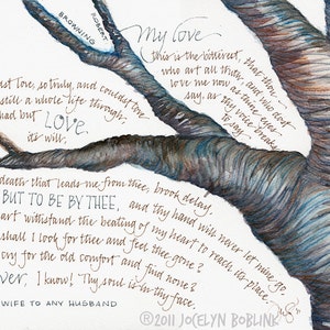 Robert Browning poem, Any Wife to Any Husband, 8x10 in print from original watercolor calligraphy