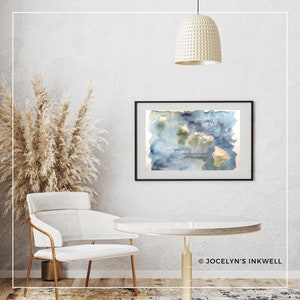 Grand Scale, CUSTOM original Watercolor Map painting of Your Lake, Island, or Beach 16x20 or 18x24 or 22x30 image 3
