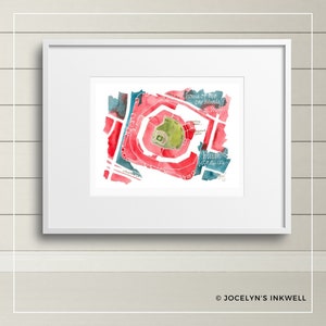 Busch Stadium, St. Louis Cardinals giclee print from original watercolor painting, 8x10