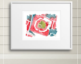 Busch Stadium, St. Louis Cardinals giclee print from original watercolor painting, 8x10