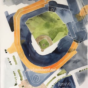 Citi Field, home of the New York Mets, 8x10 giclee print from original watercolor painting