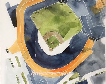 Citi Field, home of the New York Mets, 8x10 giclee print from original watercolor painting