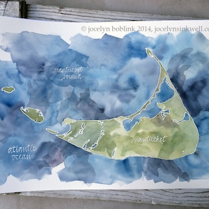Mapa de la isla, gran escala, pintura de acuarela PERSONALIZADA de su lago, bahía o playa favorita 16x20 o 18x24 in
