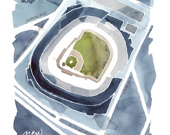 New York Yankee Stadium, giclee print from original watercolor painting, 8x10