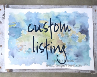Custom listing for Tina: approx. 40x32" Lake Norman, NC, original watercolor