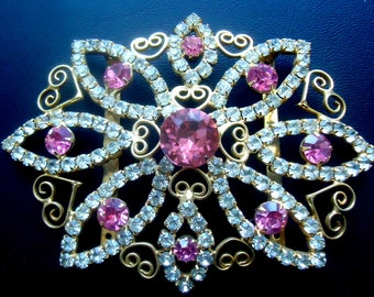 DeLizza and Elster a/k/a Juliana Opulent Scroll Heart Fuchsia and Ice BELT BUCKLE      RARE