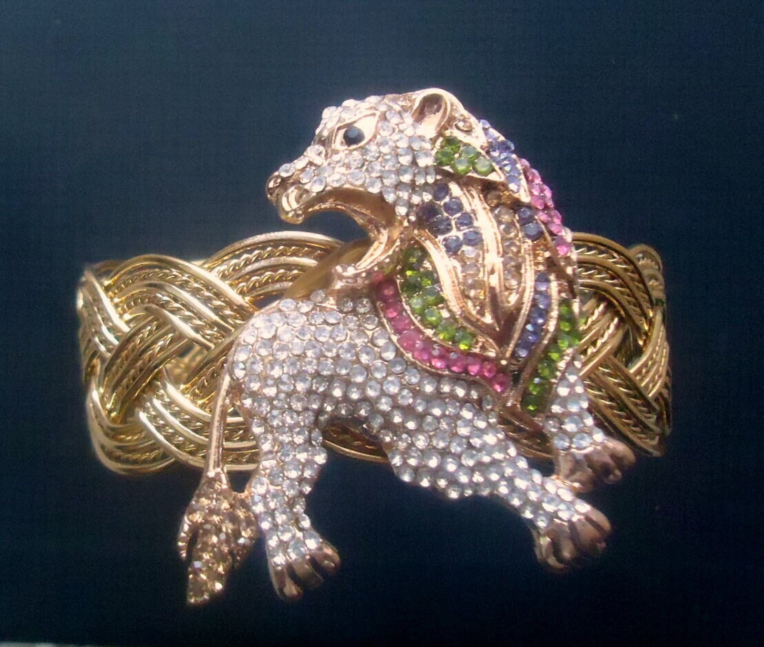 Vintage Judith Leiber Majestic LeonCollar Bracelet with Green Eyes Judith Leiber Bracelet - Etsy main image 3