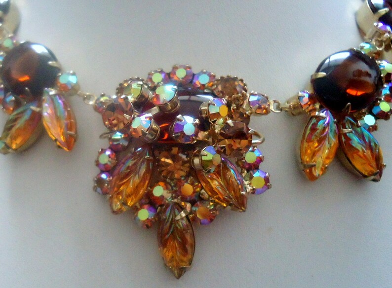Collier Juliana DeLizza & Elster Vintage - Cristaux Taillés Feuilles - Multi-couleurs - Occasion