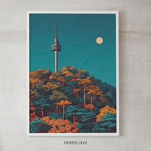 Korea Wall Art – Asian Aesthetic Poster, City Landscape Art, Digital Download | Scenic Seoul Wall Art Poster (JPG & PDF, A0 300dpi)