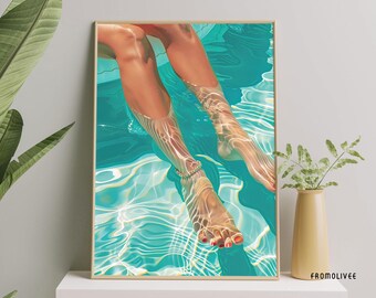 Relaxing Pool Float Print: Summer Vibes, Beach House Art (Digital Download)