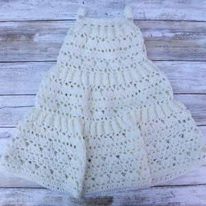 Clearance. Crochet Tiered Baby Dress. Crochet Summer Baby Girl Dress. Crochet Girl Pinafore. Cream Baby Dress. Summer Lace Baby Girl Dress.