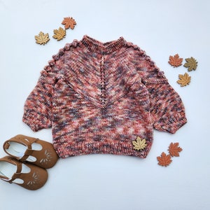 Merino Wool Baby Girl Sweater. Autumn Colors Baby Sweater. Hand Knit Baby Girl Sweater.