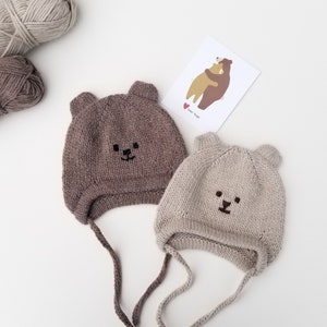 Teddy Bear Baby Hat. Alpaca Baby Bonnet. Baby Boy Teddy Bonnet. Hand Knit Baby Hat. Winter Baby Bear Hat.