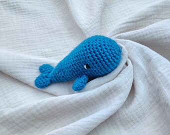 Crocheted Whale Toy. Baby Photo Prop. Small Baby Toy. Blue Whale Toy.