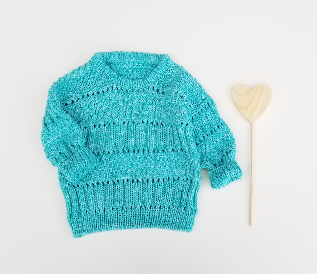Baby Boy Pullover. Hand Knit Baby Sweater. Turquoise Baby Etsy
