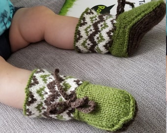 Colorwork Toddler Slippers. Fair Isle Baby Slippers. Toddler House Slippers.