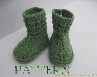 Instant Download English Knitting PDF Pattern Simply Green Baby Booties. Knitting Baby Pattern. Knit Booties Pattern. Easy Knitting Pattern.