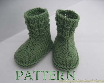 Instant Download Knitting pattern (PDF) Simply Green Baby Booties. Knitting Baby Pattern. Knit Booties Pattern. Easy Knitting Pattern.