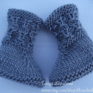 Instant Download Knitting pattern PDF Grey Booties. Knitting Baby Pattern. Knit Booties Pattern. Baby Socks Pattern. Baby Boy Booties. image 1