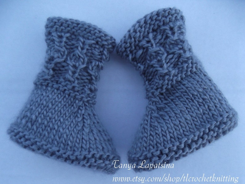 Instant Download Knitting pattern PDF Grey Booties. Knitting Baby Pattern. Knit Booties Pattern. Baby Socks Pattern. Baby Boy Booties. image 1