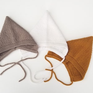 Merino Wool Pixie Bonnets. Retro Style Pixie Bonnet. Baby Pixie Bonnet. Toddler Pixie Bonnet. Unisex Toddler Bonnet. Neutral Color Bonnet.