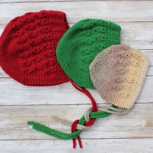 Clearance. Rosebuds Baby Bonnet. Hand Knit Baby Girl Bonnet. Knit Baby Girl Hat.