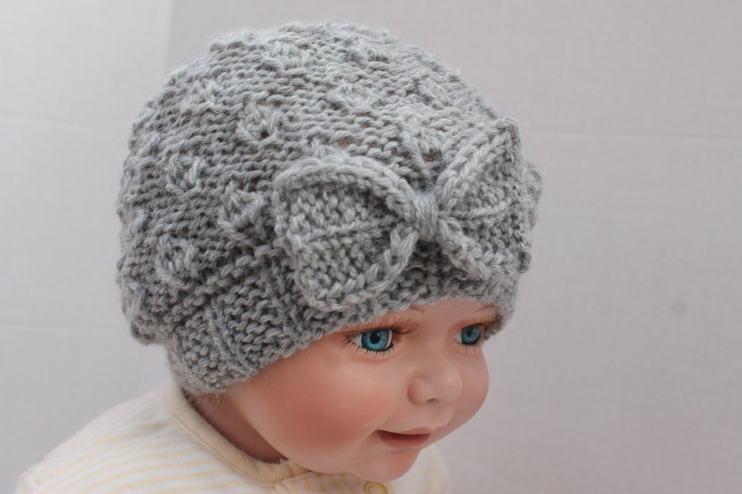 Instant Download Bow Hat PDF Pattern. Knitting Baby Pattern. Baby Bow ...