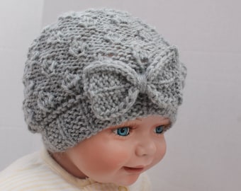Instant Download Bow Hat PDF Pattern in English. Knitting Baby Pattern. Baby Bow Hat Knitting Pattern. Baby Girl Hat Pattern. Knit for Baby