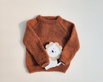 Hand Knit Baby Sweater. Unisex Baby Sweater. Baby Girl Sweater. Baby Boy Sweater. Brown Sweater for Baby.