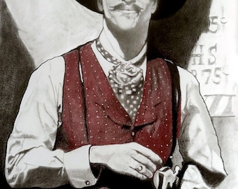 Doc Holliday Kohle Zeichnung Print Wandkunst