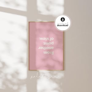 Print "From Another Point of View", roze-zwarte, flirterige muurdecoratie, poster met een zelfverzekerd perspectief, opvallende printbare download.