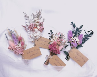Mini Dried Flower Bouquet, Bridesmaid Proposal Gift Bouquet, Bridesmaid Proposal Gift, Will You Be My Bridesmaids, Rustic Wedding Keepsake