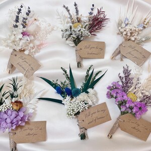 Conjunto de cartões para pedido de casamento para madrinhas, "Quer ser minha madrinha?" e muito mais, convites para festa de casamento, cartão com flores secas, presente para pedido de casamento para madrinhas