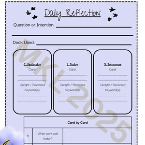 Riflessione quotidiana – Foglio di lavoro con stesura dei Tarocchi a 3 carte (Luna Lavanda)