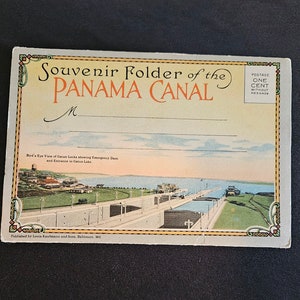 Vintage postcards The Panama Canal souvenir fold-out postal booklets dated 1918