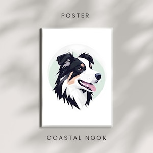Australian Shepherd Dog Wall Art Printable – Aussie Shepherd Digital Download – Pet Portrait Decor – Instant Download Dog Art for Home